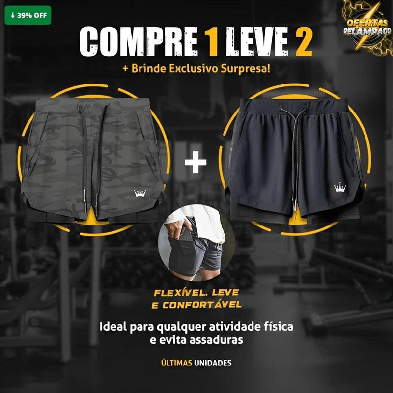 Shorts Dry-Fit™ de Compressão BZN - COMPRE 1 LEVE 2 + Brinde